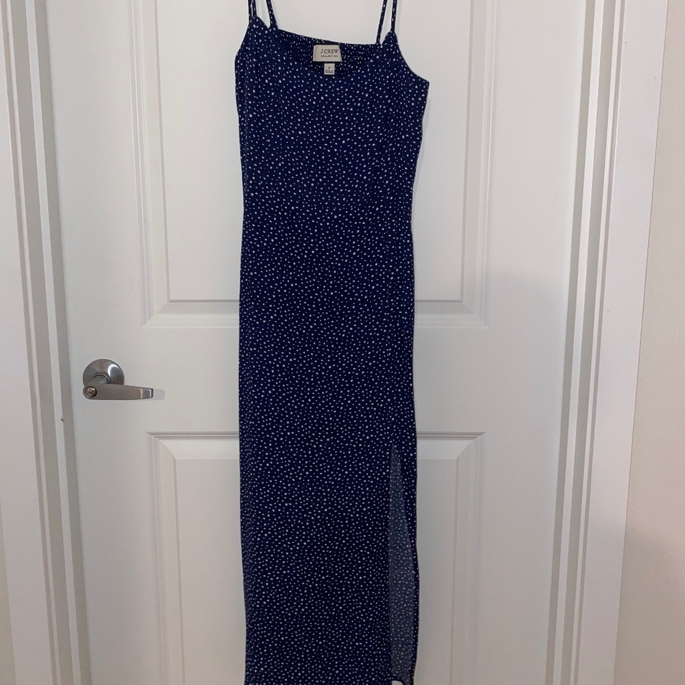J. Crew navy blue dress with slit